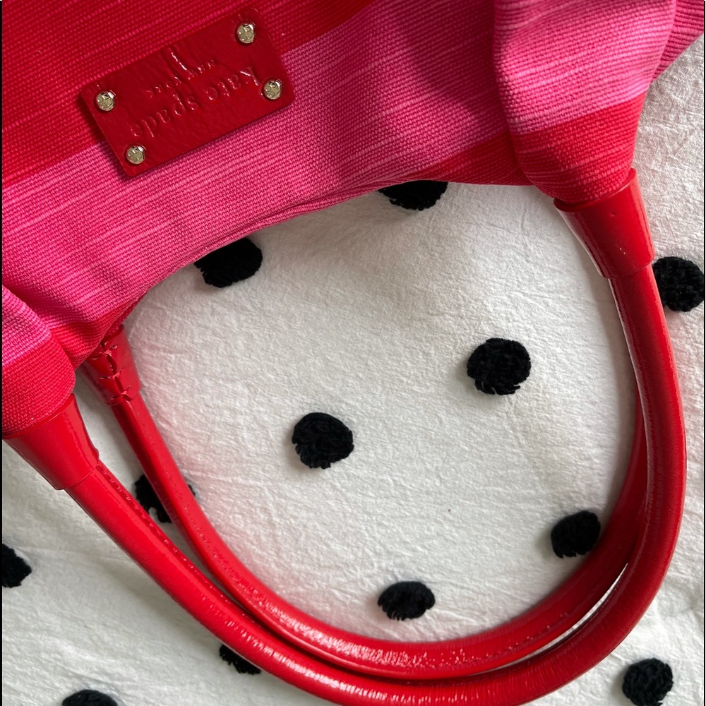 New Kate Spade Red Pink Stripe Baby Diaper Maternity Bag - Picture 5 of 10